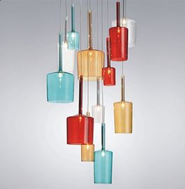 Warna Mode modern Led Chandelier, Kaca Botol Pendant Lamp G9