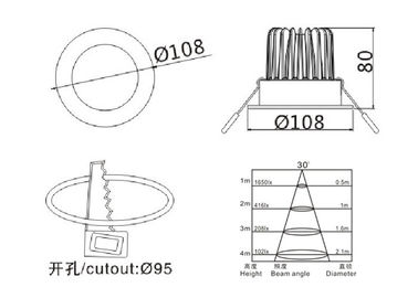 1320Lm 12 Watt Aluminium Downlight / Residential Led Downlight tersembunyi