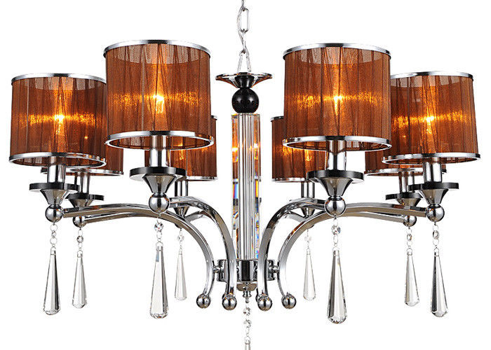 Hotel Hall / Foyer Dekorasi Chrome Chandelier, Modern Besi Tempa Chandelier Kristal